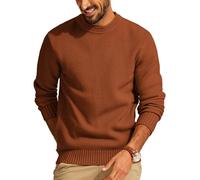 PJ PAUL JONES Men's Textured Pullover Fine Knit Pullover Regular Fit Basic Knitted Jumper with Crew Neck, brown, M