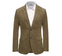PJ Paul Jones Paul Jones Men's Casual Corduroy Blazer Jacket Slim Fit Two-Button Sport Coat, Olive Brown, Medium
