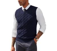 PJ PAUL JONES Sleeveless Jumper Men V Neck Sweater Vest Cable Knit Gilets