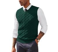 PJ PAUL JONES Sleeveless Jumper Men V Neck Sweater Vest Cable Knit Gilets