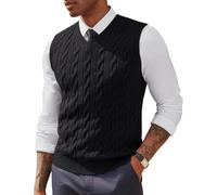 PJ PAUL JONES Sleeveless Jumper Men V Neck Sweater Vest Cable Knit Gilets