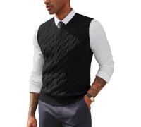 PJ PAUL JONES Sleeveless Jumper Men V Neck Sweater Vest Cable Knit Gilets