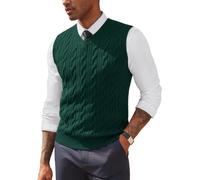 PJ PAUL JONES Sleeveless Jumper Men V Neck Sweater Vest Cable Knit Gilets