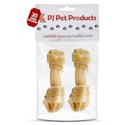 PJ Pet Poducts Rawhide Knotted Bones 10cm 20 x 30 g (10 x pack of 2, 20 bones)