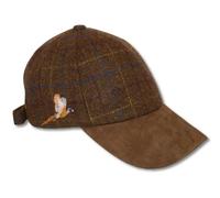 PJ Powell Mens Leather Peak Tweed Baseball Cap Embroidered Countrywear Hunting and Shooting (UK, Alpha, One Size, Flying Pheasant Brown)