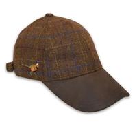 PJ Powell Mens Leather Peak Tweed Baseball Cap Embroidered Countrywear Hunting and Shooting (UK, Alpha, One Size, Walking Pheasant Brown)