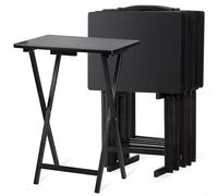 PJ Wood 5-Piece Folding Tv Tray & Snack Table Black