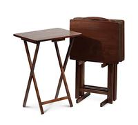 PJ Wood 5-Piece Folding Tv Tray & Snack Table Dark Mango