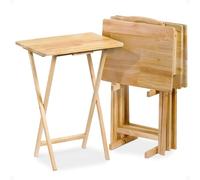 PJ Wood 5-Piece Folding Tv Tray & Snack Table Natural