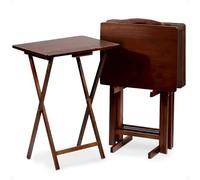 PJ Wood 5-Piece Folding Tv Tray & Snack Table Walnut