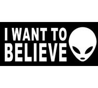 PJ4U 19.4 * 7.4 CM Approx Funny Car Sticker I Want To Believe Vinyl Car Sticker Decal White