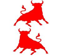 PJ4U 9 x 6.5 CM Approx Left and Right Facing Bull Bumper Sticker Vinyl Car Sticker Decal Red