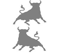 PJ4U 9 x 6.5 CM Approx Left and Right Facing Bull Bumper Sticker Vinyl Car Sticker Decal Silver