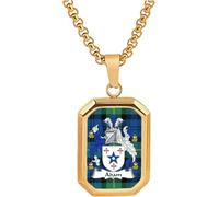 PJ4U Adam Scottish Clan Crest Scotland Gold Colour Necklace With Rectangle Pendant And Gift Box