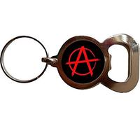 PJ4U Anarchy Red Punk Bottle Opener Metal Keyring And Velvet Gift Bag