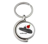 PJ4U Attack Submarine Military Remembrance Spinning Double Sided Metal Keyring And Gift Bag