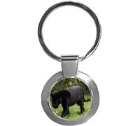 PJ4U Black Panther Wildlife Luxury Round Shaped Metal Keyring In A Gift Box