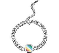 PJ4U Disability Pride LGBTQ Rainbow Silver Colour Belcher Chain Bracelet And Gift Box