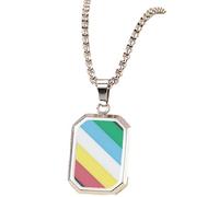 PJ4U Disability Pride LGBTQ Rainbow Silver Colour Necklace With Rectangle Pendant And Gift Box