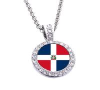PJ4U Dominican Republic Silver Colour Necklace With Diamante Pendant And Gift Box