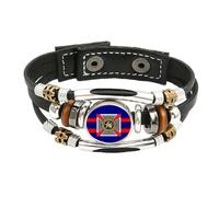 PJ4U Duke Of Edinburgh Regiment Military Black Leather Bracelet And Velvet Gift Bag