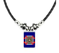 PJ4U Duke Of Edinburgh Regiment Military Black Soft Leather Necklace With Velvet Gift Bag