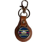 PJ4U Gloucestershire Regiment Military Remembrance Brown PU Leather Round Key Fob And Gift Bag