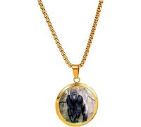 PJ4U Gorilla Wildlife Ape Gold Colour Necklace With Pendant And Gift Box
