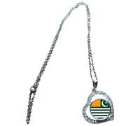 PJ4U Kashmir Heart Shaped Silver Colour Necklace With Diamante Pendant With Velvet Gift Bag