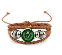 PJ4U London Irish Rifles Military Brown Leather Bracelet and Velvet Gift Bag
