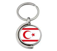 PJ4U North Cyprus Spinning Double Sided Metal Keyring And Gift Bag