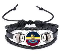 PJ4U Royal Pays Corps Military Black Leather Bracelet and Velvet Gift Bag