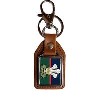 PJ4U Royal Welsh Regiment Military Remembrance Brown PU Leather Square Key Fob And Gift Bag