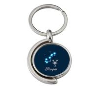 PJ4U Scorpio Star Sign Constellation Zodiac Fish Symbol Spinning Double Sided Metal Keyring And Gift Bag