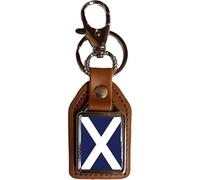 PJ4U St Andrews Scotland Dark Blue Brown PU Leather Square Key Fob And Gift Bag