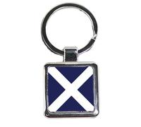 PJ4U St Andrews Scotland Dark Blue Square Silver Metal Keyring And Gift Bag