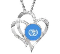 PJ4U United Nations Heart Shaped Silver Colour Necklace And Diamante Pendant And Gift Box