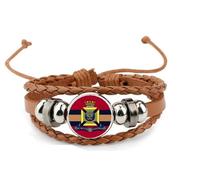 PJ4U Wiltshire Regiment British Military Brown Leather Bracelet and Velvet Gift Bag
