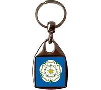 PJ4U Yorkshire County England Luxury Double Sided Metal Keyring And Velvet Gift Bag