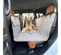 PJDDP Back Seat Extender for Dogs, Waterproof Hard Bottom Dog Hammock Supports 287Lb, Detachable Back Seat Bed for Car with Mesh Window, Pet Backseat Protector for Car Truck SUV,Grey