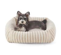PJDDP Calming Dog Bed, Warming Dog Couch, Cozy Sofa Bed for Dogs with Washable Removable Cover, Anti-Slip Bottom for Small Medium Dogs,Beige,L