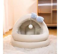 PJDDP Cat Bed for Indoor, Semi Enclosed Pet Nest, Removable And Washable Pet Cave Bed with Nonskid Bottom And Toy Ball, Warm Cat Cave Bed for Deep Sleep,Butterfly,S