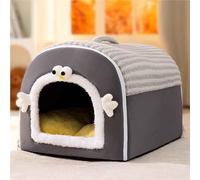 PJDDP Cat Cave Beds, Semi-Enclosed Cat House, 2 in 1 Foldable Dog House with Removable Cushion And Nonskid Bottom for Small To Large Dogs And Cats,Gray,XL