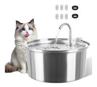 PJDDP Cat Faucet Water Fountain, Stainless Steel Cat Water Fountain, 3.2L Cat Fountain for Drinking, Automatic Cat Water Dispenser Bowl with 6 Filters