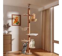 PJDDP Cat Tree Floor To Ceiling, Cat Climbing Pole Floor To Ceiling, Tension Pole Cat Tree with Comfortable Bed, Observation Deck, Space Capsule for Climb, Scratch, Lookout And Play