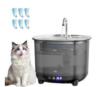 PJDDP Cat Water Fountain for Drinking, Wireless Cat Water Fountain for Drinking, 3L Stainless Steel Cat Fountain, Super Quiet Drinking Fountain,Black