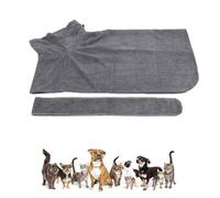 PJDDP Dog Bathrobe Towel, Super Absorbent & Fast Drying Microfibre Dog Towel, Soft Dog Drying Coat, Adjustable Collar And Waist Dog Drying Coats for Dogs,Gray,L