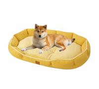 PJDDP Dog Bed, Cat Bed for Indoor Cats, Dog Mat, Fluffy Plush Dogs Couch, Pets Bed with Nonskid Bottom, Soft Calming Sofa Beds for Small, Medium Dogs,Yellow,XXL