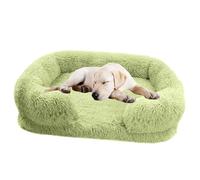 PJDDP Dog Bed with Luxury Fluffy Plush, Waterproof Dog Bed with Non Slip Bottom, Orthopedic Memory Foam Pet Bed, Washable Indestructible Dog Sofa for Small, Medium And Large Pets,green,XL
