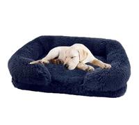 PJDDP Dog Bed with Luxury Fluffy Plush, Waterproof Dog Bed with Non Slip Bottom, Orthopedic Memory Foam Pet Bed, Washable Indestructible Dog Sofa for Small, Medium And Large Pets,Royal blue,XXL
